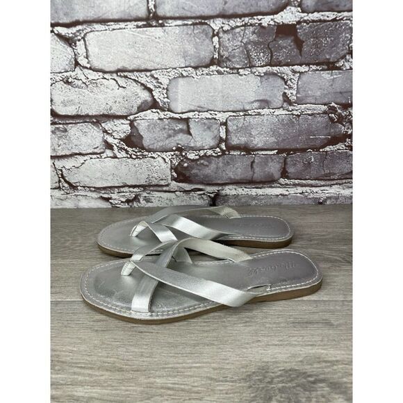 Madewell Boardwalk Silver Metallic Leather Thong Sandals Women’s Sz 6.5M US/37EU - Picture 8 of 16